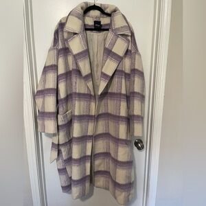 Nasty Gal Lavender and Cream Checkered Coat